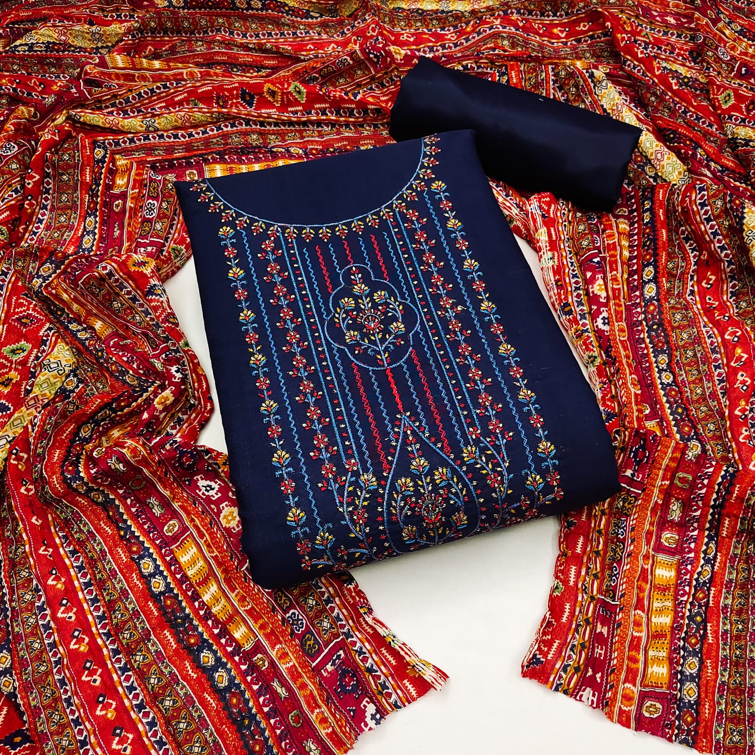 Ds Designer Suit Cotton Kashmiri Work Non Catalog Dress Material
